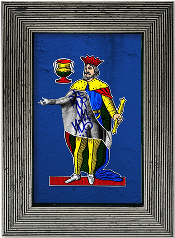 Ferdinand IV, the 10 of Cups - Spacc 'o Mazz, author graphics on the Kings of Naples with Italian handcrafted frame