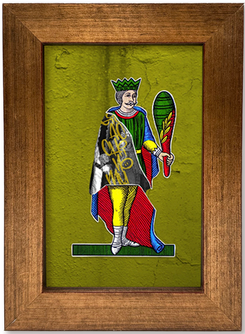 Gioacchino Murat, the 10 of Bastoni - Spacc 'o Mazz, author graphics on the Kings of Naples with Italian handcrafted frame