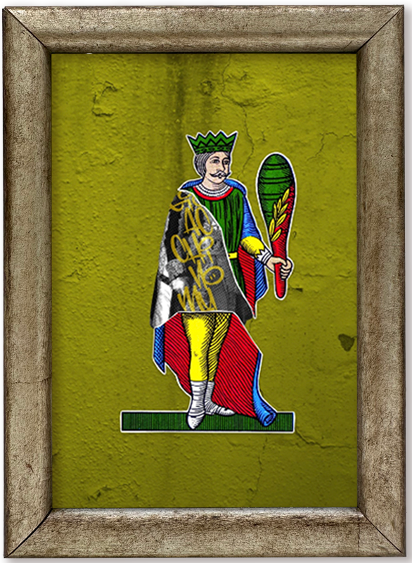 Gioacchino Murat, the 10 of Bastoni - Spacc 'o Mazz, author graphics on the Kings of Naples with Italian handcrafted frame