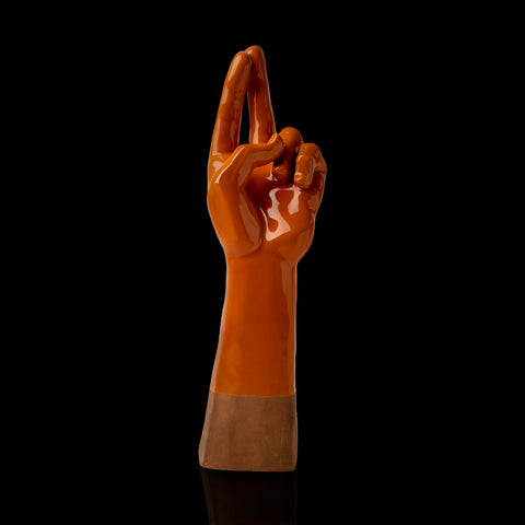 Buscìa - colored terracotta sculpture of "The Language of Hands"